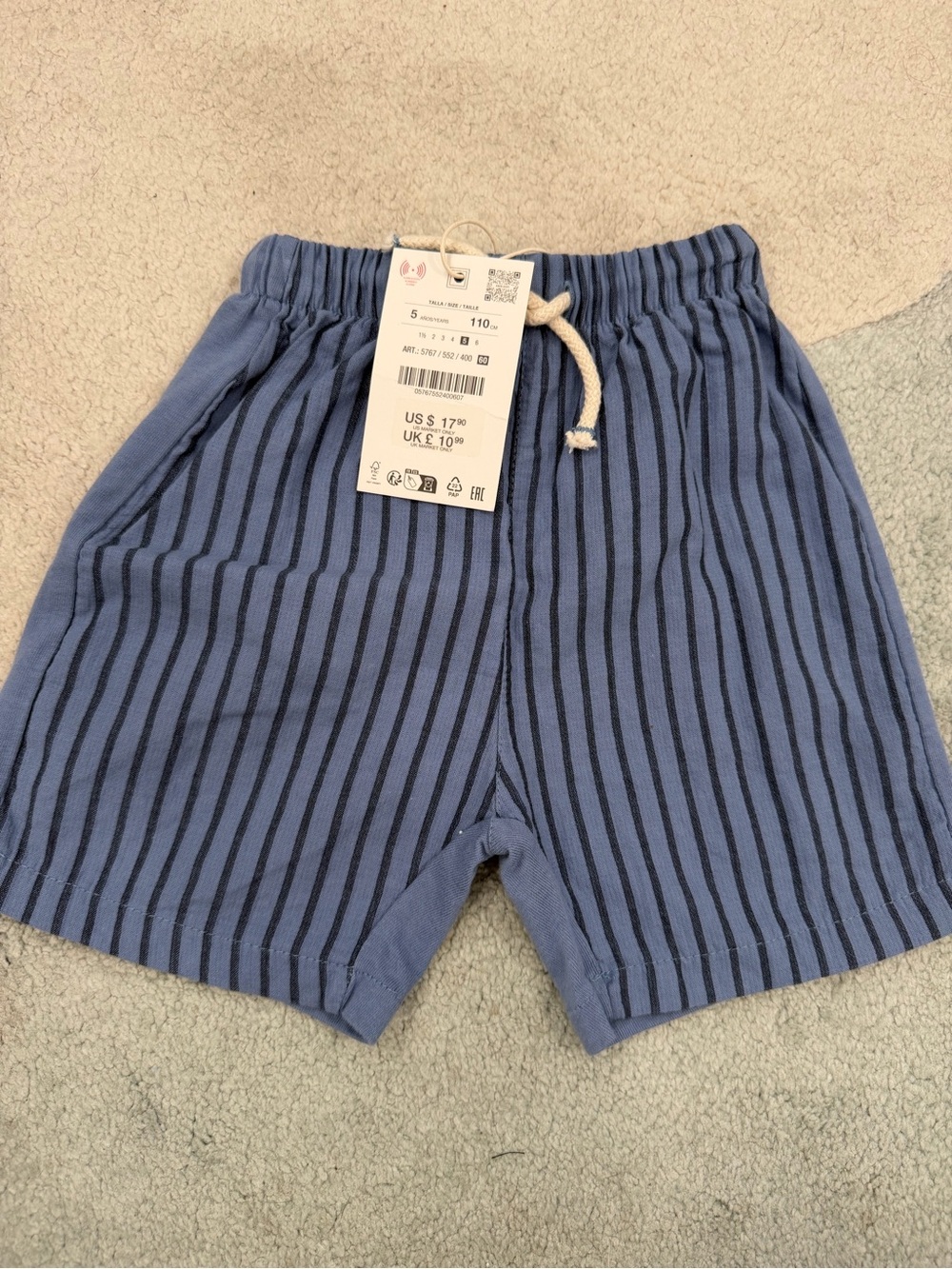 Zara Toddler Blue Striped Shorts NWT size 5